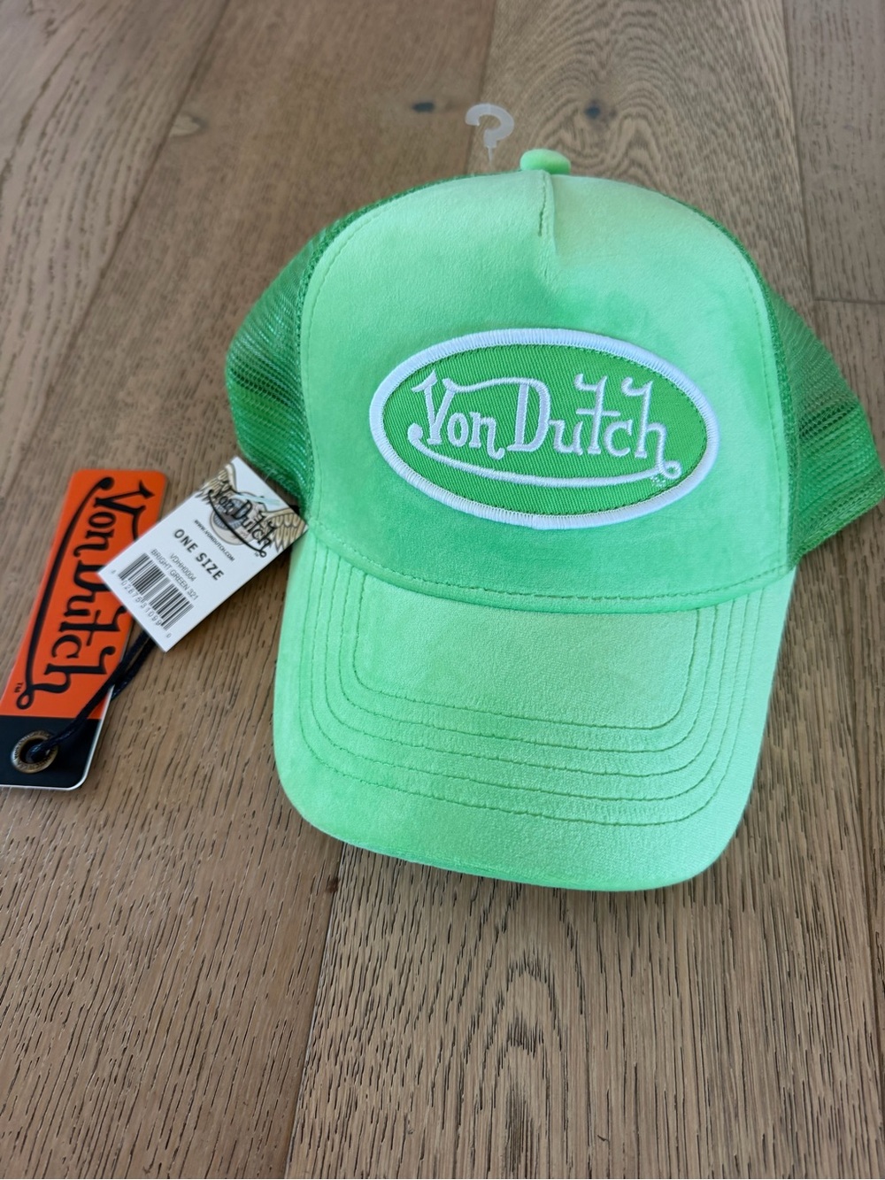 NWT Von Dutch Bright Green Velvet Mesh Trucker Hat Snapback Adjustable Cap